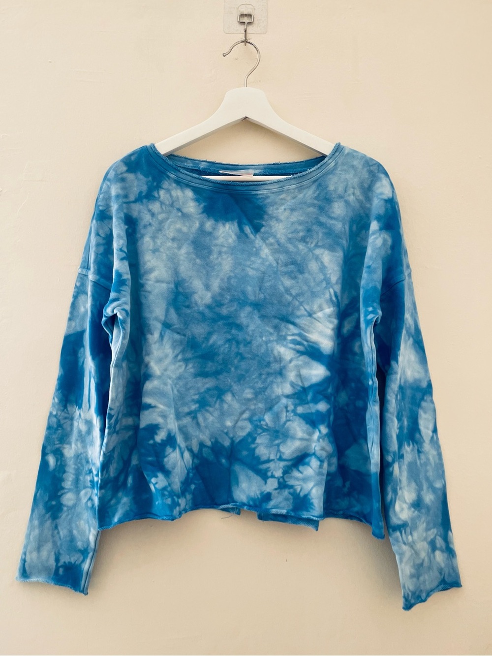 Like New! Betsey Johnson Blue Tie-Dye French Terry Cloth Cotton Top Size M